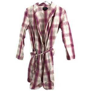 Pendleton Cream Pink Plaid Wrap Dress | V-Neck, Long Sleeve